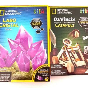 National Geographic-Labo Purple Crystal Lab + Da Vincis Catapult Stem Kits -New